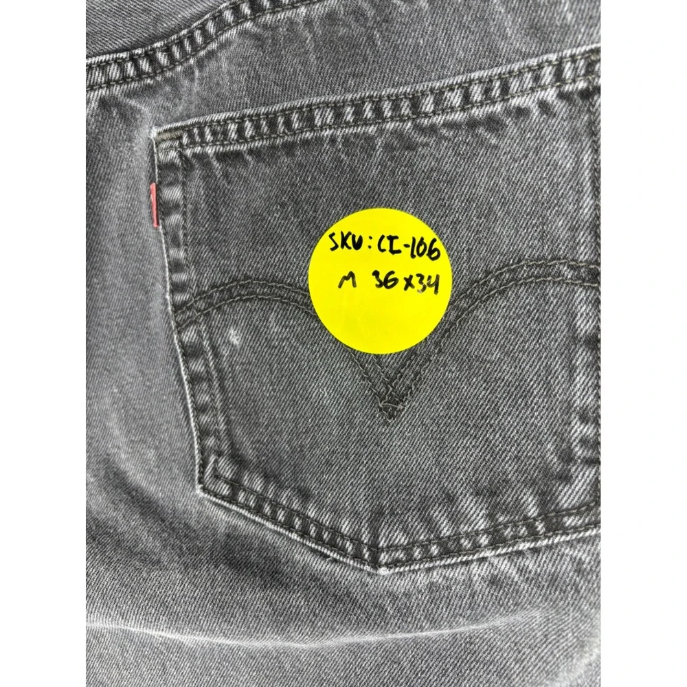 Vintage Levis 501 Mens 36x34 Jeans Fuzzy Black Faded Denim Grungy Stone Wash